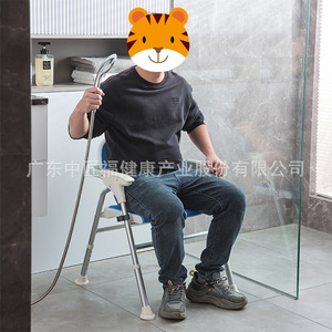 Chaise de douche pliante en alliage d'aluminium avec accoudoirs, 6 positions réglables en hauteur, équipement de sécurité robuste et pliable pour salle de bain - Product Image 3