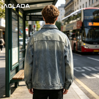 Blouson matelassé en jean unisexe, couleur personnalisable, simple boutonnage, tissu durable, coupe ample, design oversize, effet délavé Monkey Wash