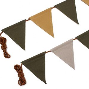 Guirnalda de Banderines de Lona con Banderas Triangulares, Guirnalda de Lona Vintage para Fiestas, Bandera Triangular de Lona, Pancarta de Algodón Reutilizable - Product Image 1