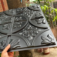 LASTDECOR - Paneles de Pared Decorativos con Relieve, Estilo Art Deco Industrial, Impermeables, Cuadrados, de PVC, para Techo, D213, Rejilla Dorada Antigua