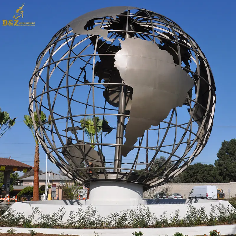 Escultura exterior grande do metal 304 aço inoxidável da terra do globo para a exibição