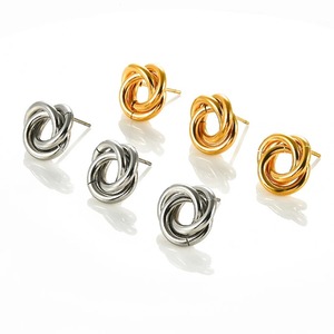 1 par de pendientes de acero inoxidable con diseño en espiral, estilo punk, geométricos, plateados y dorados, para mujeres y niñas, regalo de joyería. - Product Image 5