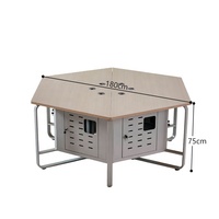 Bureau d'école moderne en bois avec plateau rabattable, écran LCD, souris cachée, sécurisé, verrouillable, station informatique multimode pour l'école