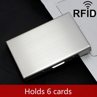 Dompet Kartu Stainless Steel 6 Slot Tipis Anti RFID, Tempat Kartu Bisnis Minimalis Ringkas untuk Pria & Wanita