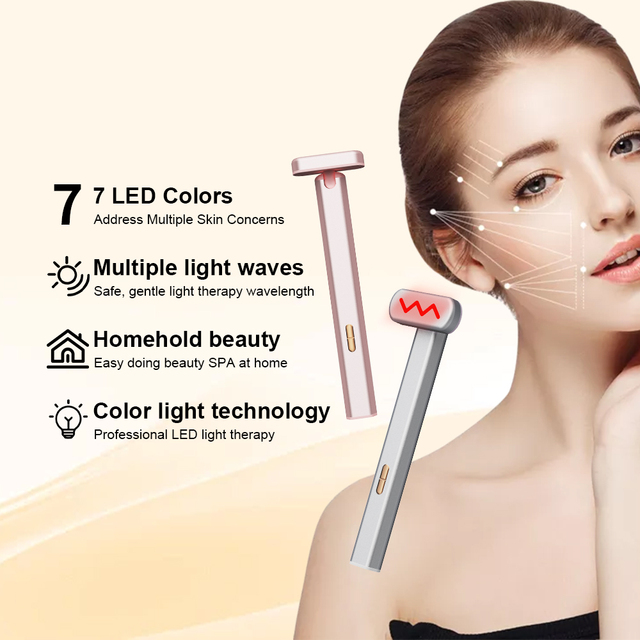 Electric Facial Eye Massager with 7 Color LED Light Therapy Wrinkle Remover & Eye Lift for Face/Neck Sculpting and Skin Care