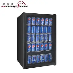 Kustom Pintu Kaca Kulkas Mini dengan Kunci Di Bawah Counter Mini Bar Cola Lemari Es