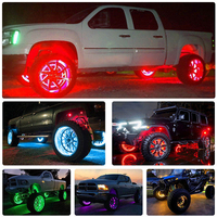 Éclairage LED RGB multicolore à quatre rangées pour jantes de voiture, contrôle par application, éclairage d'ambiance sous châssis, lumière clignotante pour pneus, pour pick-up et tout-terrain