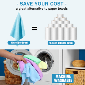 Chiffon de nettoyage en microfibre absorbant 30x30cm, réutilisable, non pelucheux, pour cuisine, polissage, dépoussiérage des sols, séchage et lavage de voitures - Product Image 5