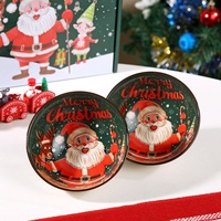 Ensemble de bols en céramique peints à la main, compatibles micro-ondes, thème Noël nordique transfrontalier, avec motif Père Noël, en coffret cadeau souvenir, cadeau d'inauguration