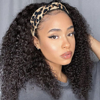 Perruque bandeau en cheveux humains bouclés crépus pour femmes noires, densité 250%, sans colle, cheveux brésiliens Remy Jerry Curl, entièrement fabriquée à la machine, courte longueur