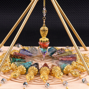 Xuyên biên giới con lắc tinh thể tự nhiên mã não bán quý nhựa hình lục giác hình nón Mặt dây chuyền cho tháng mười hai - Product Image 5