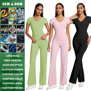 Conjunto de Yoga de Cintura Alta Ecológico con Logotipo Personalizado de Alta Calidad para Mujer, Leggings para Deportes al Aire Libre, Gimnasio, Correr, Sensación de Desnudez - Product Image 2