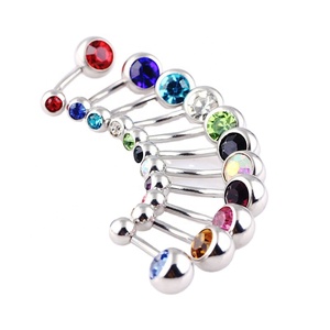 Anillos <span class=keywords><strong>de</strong></span> Ombligo <span class=keywords><strong>de</strong></span> Acero Quirúrgico con Doble Cabeza y Cristales <span class=keywords><strong>de</strong></span> Colores Mezclados <span class=keywords><strong>de</strong></span> <span class=keywords><strong>Gaby</strong></span>, Joyería para el Cuerpo, Adhesivo para Joyería Corporal - Product Image 1