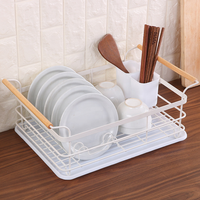 Égouttoir à vaisselle blanc lave-linge égouttoir panier étagère de rangement cuisine légumes rangement vaisselle supports d'angle avec manche en bois