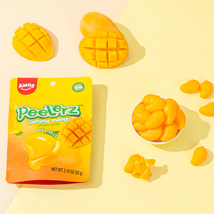 Amos Peelerz Candy Peeled Sweet Soft Candy Pelable Mango Gummies Jelly Fruit Peeling Mango Gummy Candy