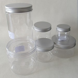 30ml 50ml 100ml 120ml 200ml 250ml 500ml food grade clear plastic pet jar container with aluminum lid