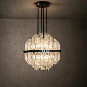 Lámpara colgante esférica de lujo con vidrio texturizado para villas, hoteles y decoración de interiores - Product Image 2