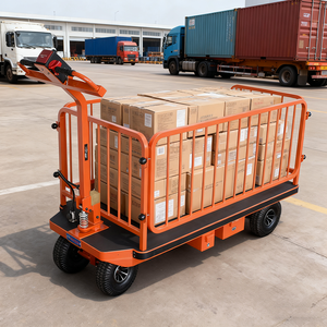 Chariot à plateforme électrique en acier à quatre roues robuste, design pliable pour le transport de marchandises industrielles, logistique d'entrepôt (OEM - Product Image 6