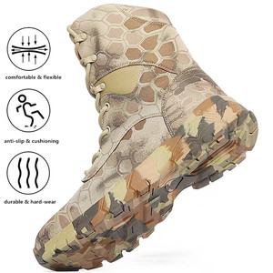 आउटडोर शिकार पर्वतारोहण सामरिक जूते पॉलिएस्टर कैनवास ऊपरी वाटरप्रूफ लुभावनी विरोधी पर्ची कछलावरण पतली रबर - Product Image 3