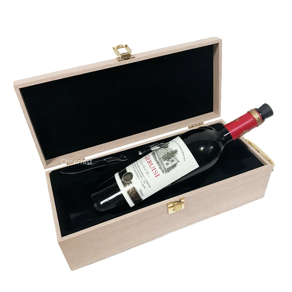 Personalized Matt White Color 750ミリリットルSingle Bottle Wooden Luxury Wine Box