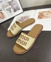 Mules et sandales de créateur pour femme, de luxe, à lettres, décontractées d'été, chaussures de plage