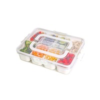 Boîte à lunch bento en plastique de grande capacité 3,1 L, hermétique, 8 compartiments, sans BPA, compatible micro-ondes, pour le bureau/les adultes/l'école