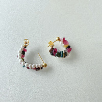 Vente en gros de boucles d'oreilles pendantes en pierre de cristal naturel pour femmes à la mode perle irrégulière améthyste Quartz rose Lapis Lazuli Citrine