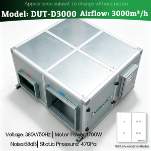 เครื่องเป่าลมแบบสองทิศทาง DUT‑D2500‑D6000 2500‑6000m³/ชม. 380V 50Hz ระบบระบายอากาศแบบติดเพดาน - Product Image 1