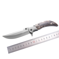 Couteau de poche pliant personnalisable OEM pour le camping, la chasse, le bushcraft, le bricolage, l'EDC, avec lame en acier inoxydable et manche en bois