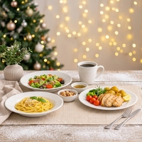 Service de table en grès blanc minimaliste Guangda, 16 pièces |   Assiettes, bols, tasses |   Compatible micro-ondes et lave-vaisselle |   Résistant à la chaleur |