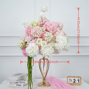 Bola de flores de hortensia rosa de nuevo estilo para decoración de bodas, centro de mesa de rosas artificiales de seda. - Product Image 3