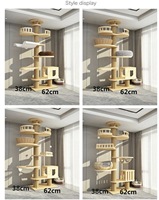 Arbre à chat en bois massif avec lit en PVC du sol au plafond et colonne d'escalade pour chat