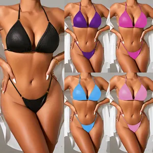 Xuanlang New Style 5 Farben Schimmernde, glänzende Bade bekleidung Schnellt rocknende Fabrik Maß gefertigte Badeanzüge Bikini-Set Badeanzüge