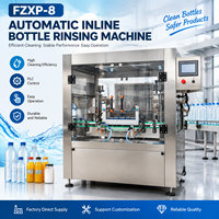 Automatic Inline Bottle Washer Stainless Steel Rinse Machine With PLC Control for Beverage Industry