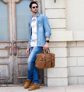 Sacoche pour ordinateur portable en cuir de vache véritable pour hommes, sac à main de voyage d'affaires grande capacité, sac à bandoulière décontracté et élégant - Product Image 2