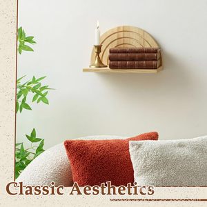 Wooden Arched Wall <b>Shelf</b> Natural Wood Color Wall Mounted Floating Display <b>Rack</b> For Home Decoration Storage - Product Image 4