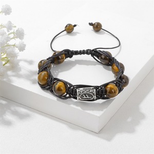 Pulsera de Piedra Ojo de Tigre Natural de 10 mm con Runas Vikingas, Hecha a Mano, Trenzada, Ajustable, <span class=keywords><strong>para</strong></span> Parejas, Joyería Nórdica, Pulseras, Regalo al por Mayor - Product Image 2