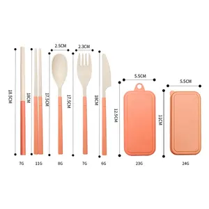 Portatile Rimovibile 4 pz cucchiaio forchetta coltello bacchette paglia Set riutilizzabile viaggio campeggio pieghevole paglia di grano posate con scatola