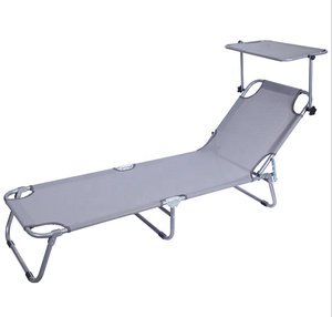 Chaise longue d'extérieur <span class=keywords><strong>lit</strong></span> de soleil de plage avec parasol auvent pliable 5 positions - Product Image 3
