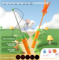 Jouet pour chat laser taille XXL, design carotte, plume et clochette, bâton interactif d'entraînement, fournitures de divertissement pour animaux de compagnie d'intérieur