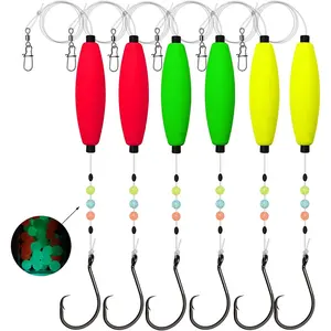 Santee Catfishing Tackle 6PCS Carbon Steel Catfish Float Rig with 6/0 7/0 Circle Hooks for River Fishing