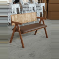 Chaise de salle à manger en rotin tressé durable de style nordique moderne avec structure métallique et rembourrage en mousse haute densité pour la maison, le bar, l'appartement, la salle de sport