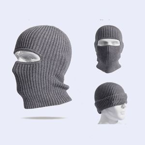 Gorro de invierno nuevo al por mayor, liso, con un orificio, para esquí, grueso, cálido, de punto, tipo pasamontañas, con bordado personalizado - Product Image 4