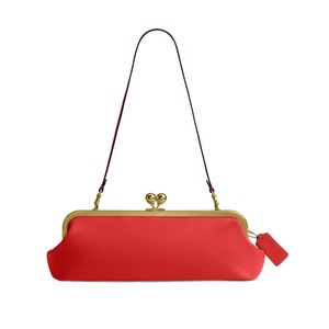 <b>Red</b> PU <b>Clutch</b> Bag Gold Frame Single Strap Portable Waterproof Elegant Wedding Evening Handbag for Women - Product Image 1