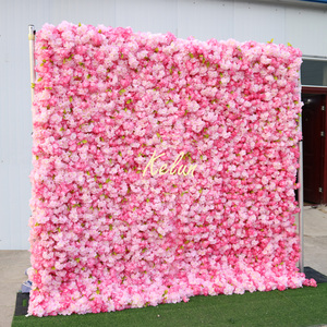 KL-WA96 Wholesale <b>Artificial</b> Rose <b>Flower</b> <b>Wall</b> Panel Backdrop Roll up 8ft X 8ft <b>Flower</b> <b>Wall</b> for Wedding Party Event Decoration - Product Image 1