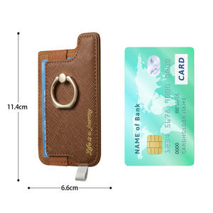 Cartera de PU con patrón sólido y cordón, soporte de anillo para teléfono móvil, tarjetero, sin cierre, 4 en 1 - Product Image 3