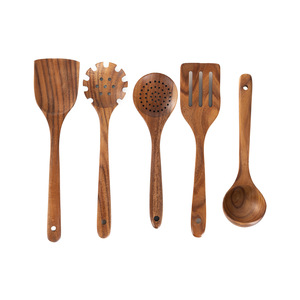 9-Piece Premium Smooth Teak Acacia Wood Cooking <b>Utensil</b> <b>Set</b> Premium Wooden Spoons for Kitchen Use - Product Image 4