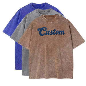 เสื้อยืดผ้าฝ้ายพิมพ์ลายสกรีนสำหรับผู้ชายเสื้อยืดแบบวินเทจเสื้อยืดทรงหลวมแบบเรียบสกรีนลายซักได้โลโก้ตามต้องการ - Product Image 1