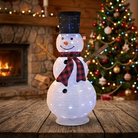 Vorbeleuchteter 22-Zoll LED Wasserdichter Weihnachts-Schneemann Motiv-Lichtfigur 3D Pop-up Zusammenklappbare Eisendrahtfigur für Außenbereich Garten Feiertage