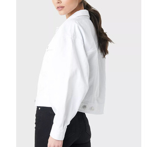 OEM <strong>Women</strong> <strong>White</strong> Customizable <strong>Jean</strong> Jacket Female Oversize Drop Shoulder Short Fashion Denim Jaket - Product Image 3
